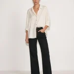 SATIN STUDS SHIRT | שמנת