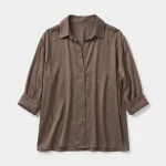 SATIN STUDS SHIRT | חום