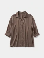 SATIN STUDS SHIRT | חום