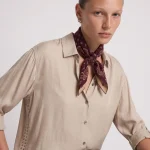 SATIN STUDS SHIRT | בז'
