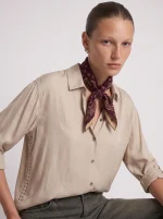 SATIN STUDS SHIRT | בז'