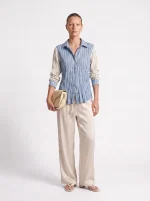 WRINKLED SATIN SHIRT | תכלת