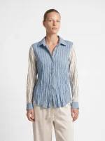 ⁦WRINKLED SATIN SHIRT | תכלת⁩ – תמונה ⁦2⁩