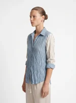 ⁦WRINKLED SATIN SHIRT | תכלת⁩ – תמונה ⁦5⁩