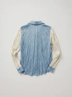 ⁦WRINKLED SATIN SHIRT | תכלת⁩ – תמונה ⁦4⁩