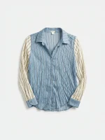 ⁦WRINKLED SATIN SHIRT | תכלת⁩ – תמונה ⁦3⁩