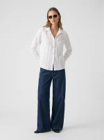 ⁦WRINKLED COTTON SHIRT | לבן⁩ – תמונה ⁦2⁩