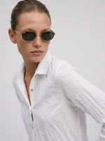 ⁦WRINKLED COTTON SHIRT | לבן⁩ – תמונה ⁦3⁩