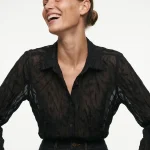 WRINKLED CHIFFON SHIRT | שחור