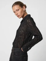 ⁦WRINKLED CHIFFON SHIRT | שחור⁩ – תמונה ⁦3⁩