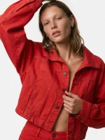 ⁦K - DENIM JACKET | אדום⁩ – תמונה ⁦2⁩