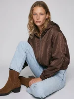 NOA'S SATIN HOODIE | חום